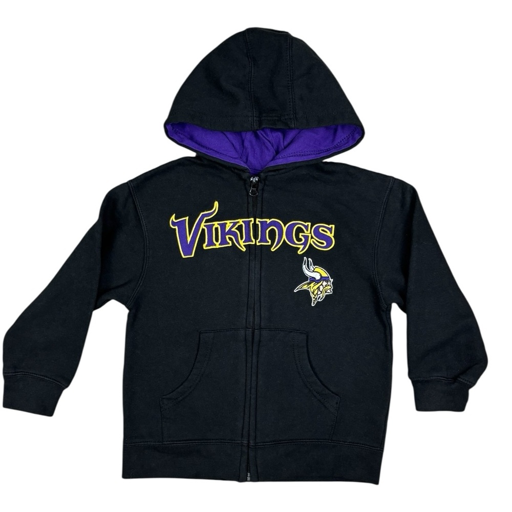 NFL MN Vikings Hooded Zip Sweatshirt 5/6 Black - Picture 8 of 9